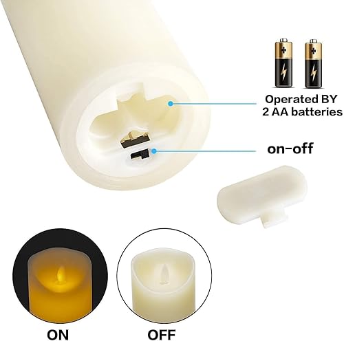 Miniatura 4 de Velas sin llama paquete de 3 velas LED parpadeantes H4 de 5 pulgadas 6 pulgadas D3.15 con pilar de cera real con control remoto de 10 teclas y