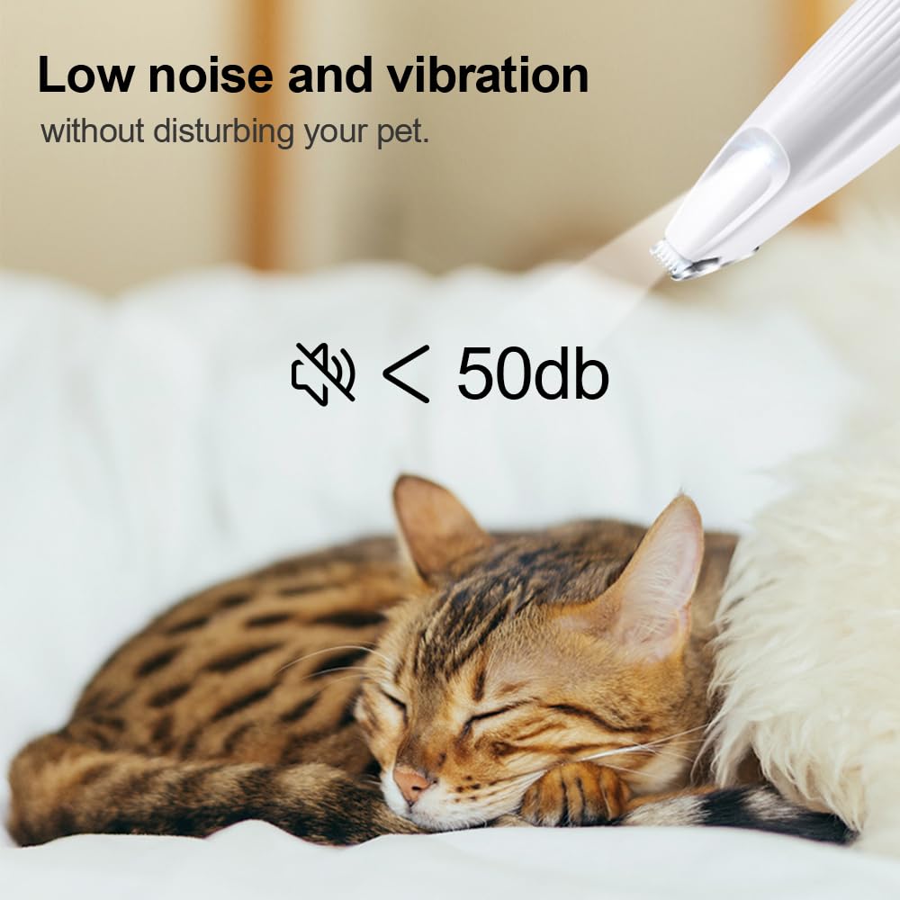 Tondeuse électrique Chien, Tondeuse Pattes Faible Bruit à Lumière LED, Rasoir Chat Chien étanche USB, pour Couper les Poils du Chien Autour des Pattes Yeux Oreilles et Visage