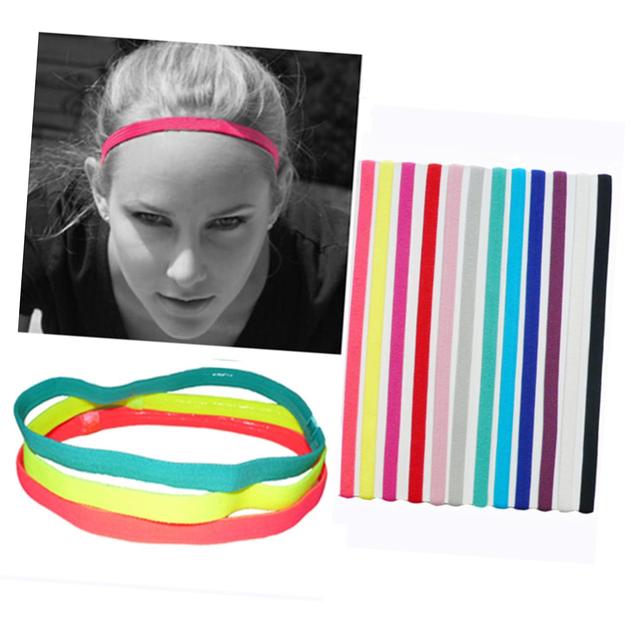 INOOMP 20 Piezas Bandana Diadema Diadema De Fútbol Diadema Deportiva Lazos Elásticos para El Cabello Diadema Elástica De Yoga Banda para El Cabello Atlética Diadema Sin Diadema Diadema