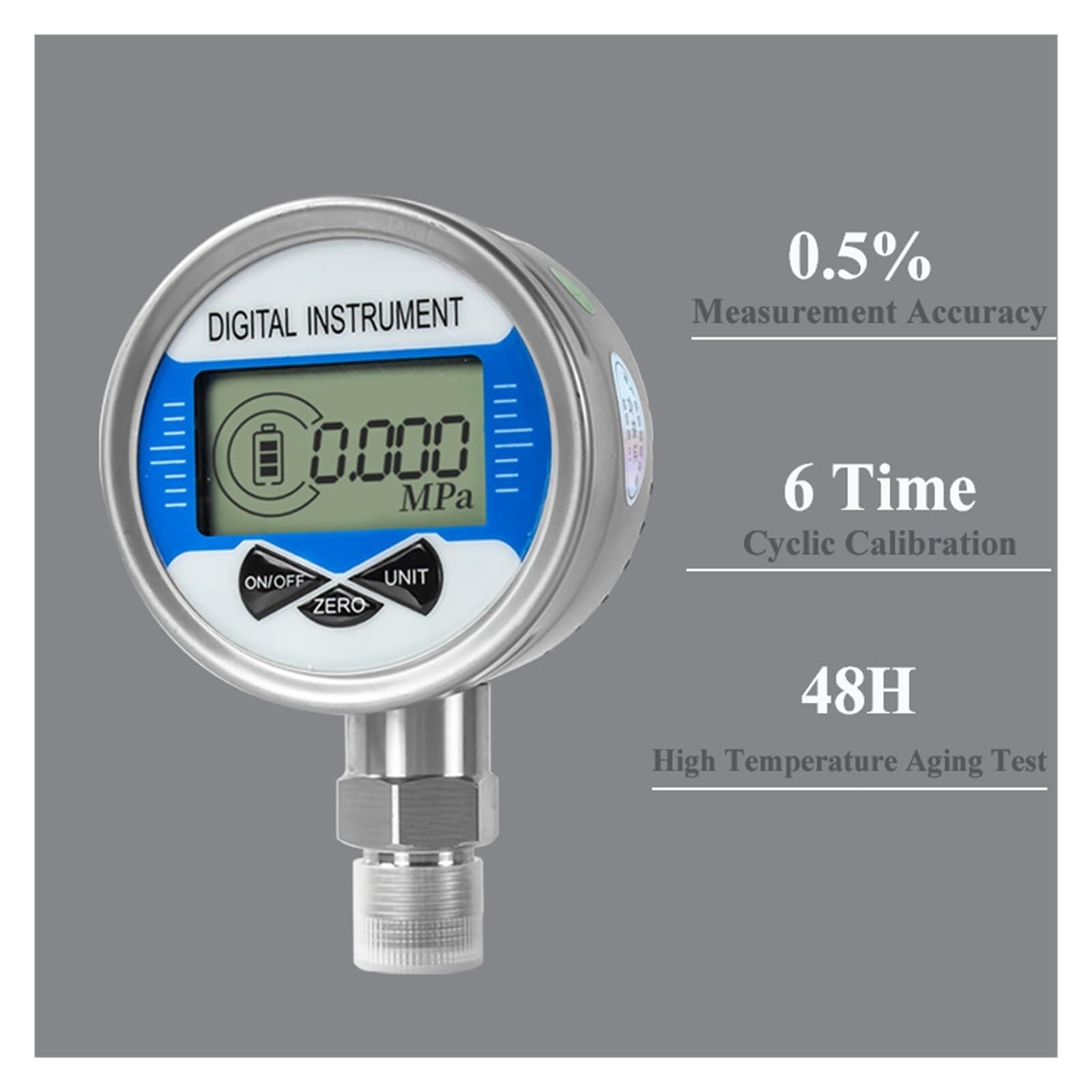 Digital Pressure Gauge, for Water Air Fuel Pressure G1/4 Pressure Meter with 0-60bar 400bar 16bar 20bar Pressure Guage (Color : Npt1-8 Radial, Size : 0-200bar)