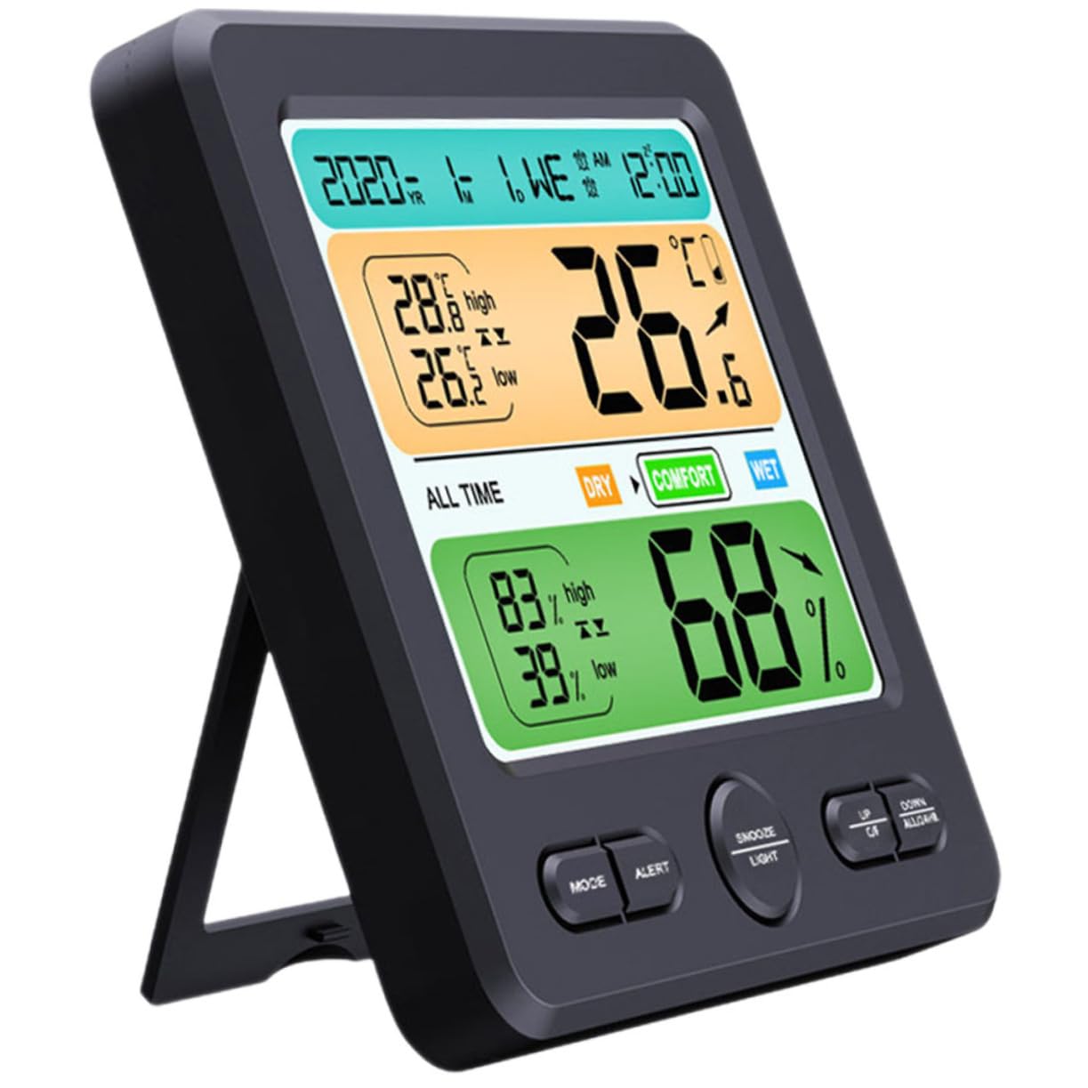 Reloj Termómetro e Higrómetro Pantalla Digital Medidor De Humedad y Temperatura Para Casa