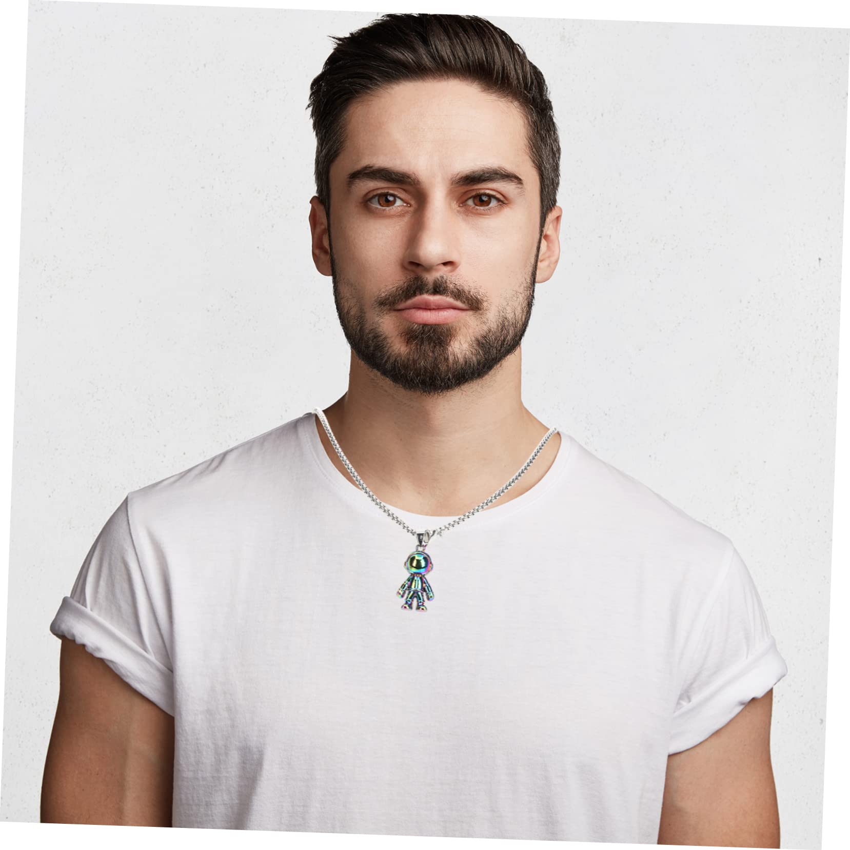 CALLARON 5 Pares Collar De Astronauta Collar De Joyas De Novio Collar Para Novio Collar a Juego De Pareja Collar De Relación Colgante Imán Acero Inoxidable Hombres y Mujeres