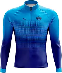 Camisa Ciclismo Masculina Manga Longa Rkc Sports Montanhas Azul UV+50