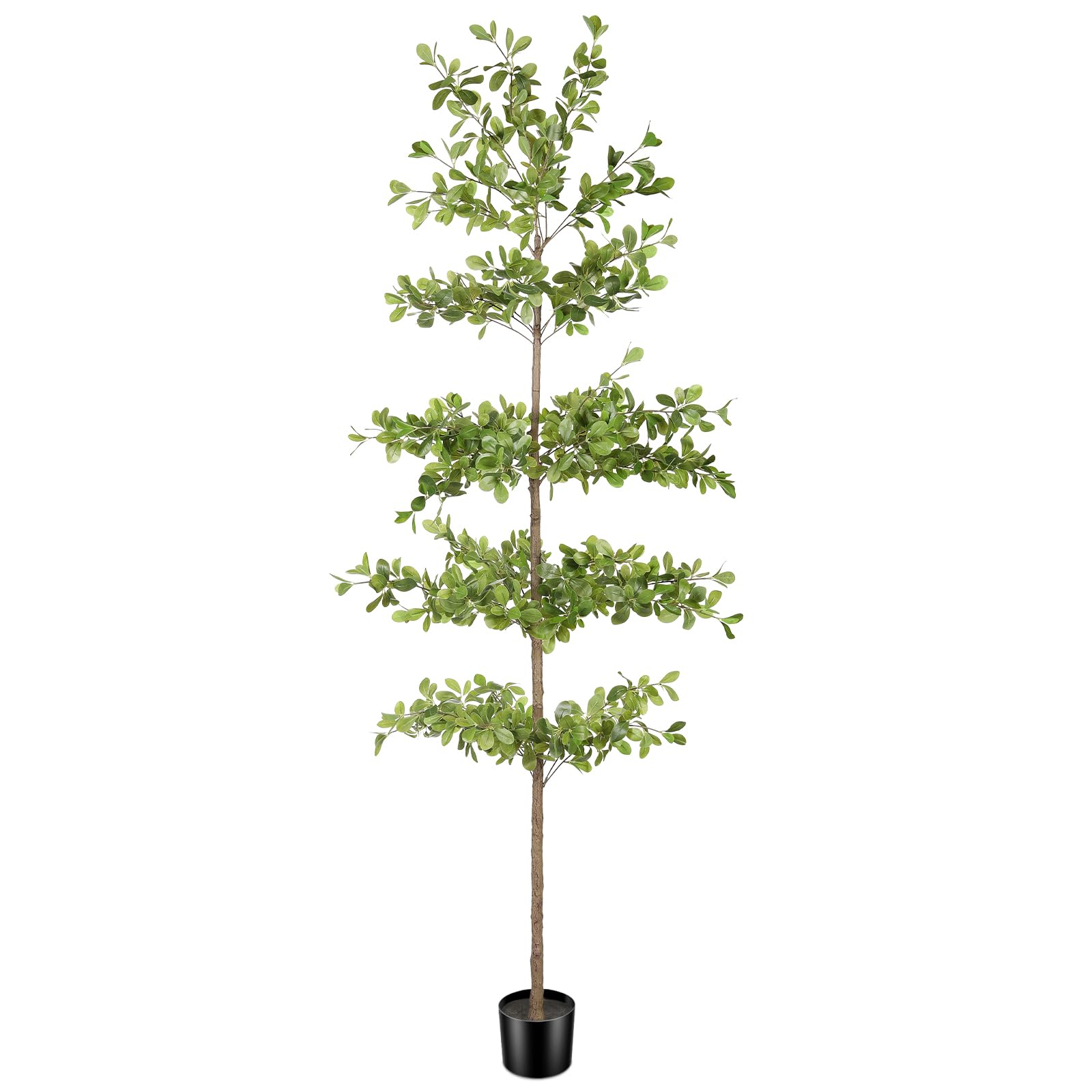 FEELEAD Faux Black Olive Tree 7ft – Artificial Shady Lady Tree with Realistic Leaves & Natural Branches, 7 Feet Tall Fake Olive Tree for Indoor Home & Office Decor