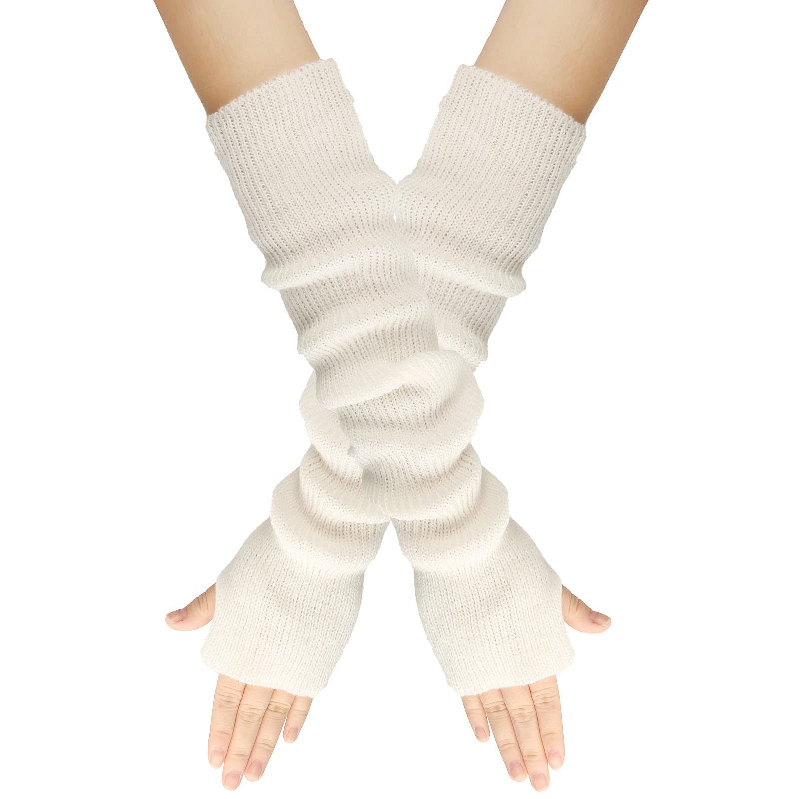 Arm Warmers Wrist Warmer Long Fingerless Gloves Winter Knit Mitten with Thumb Hole for Women and Girls