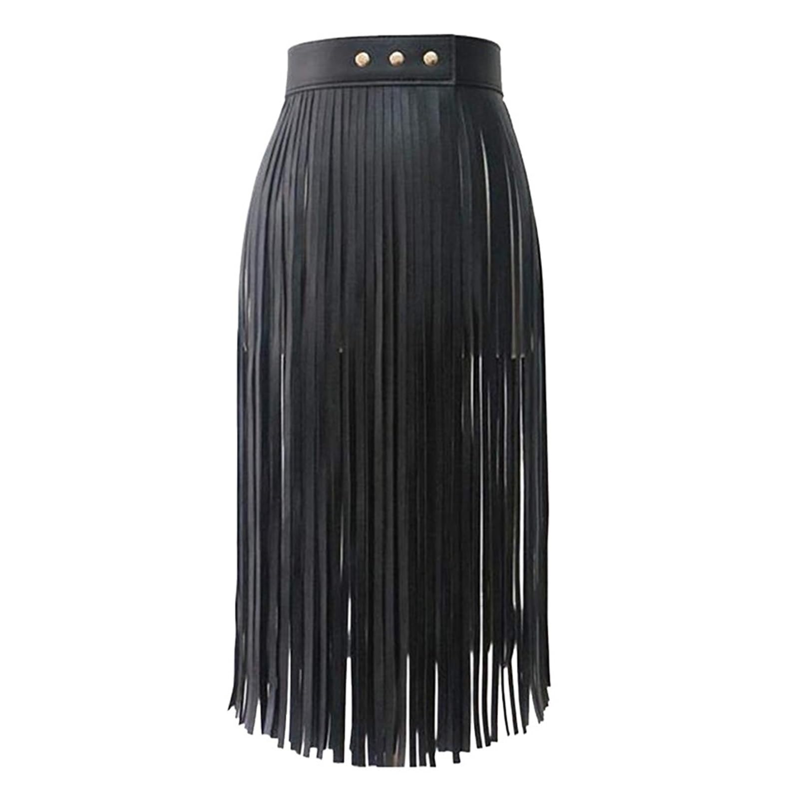 Falda de cuero con borlas for mujer Cinturones vestir flecos largos PU ajustados verano