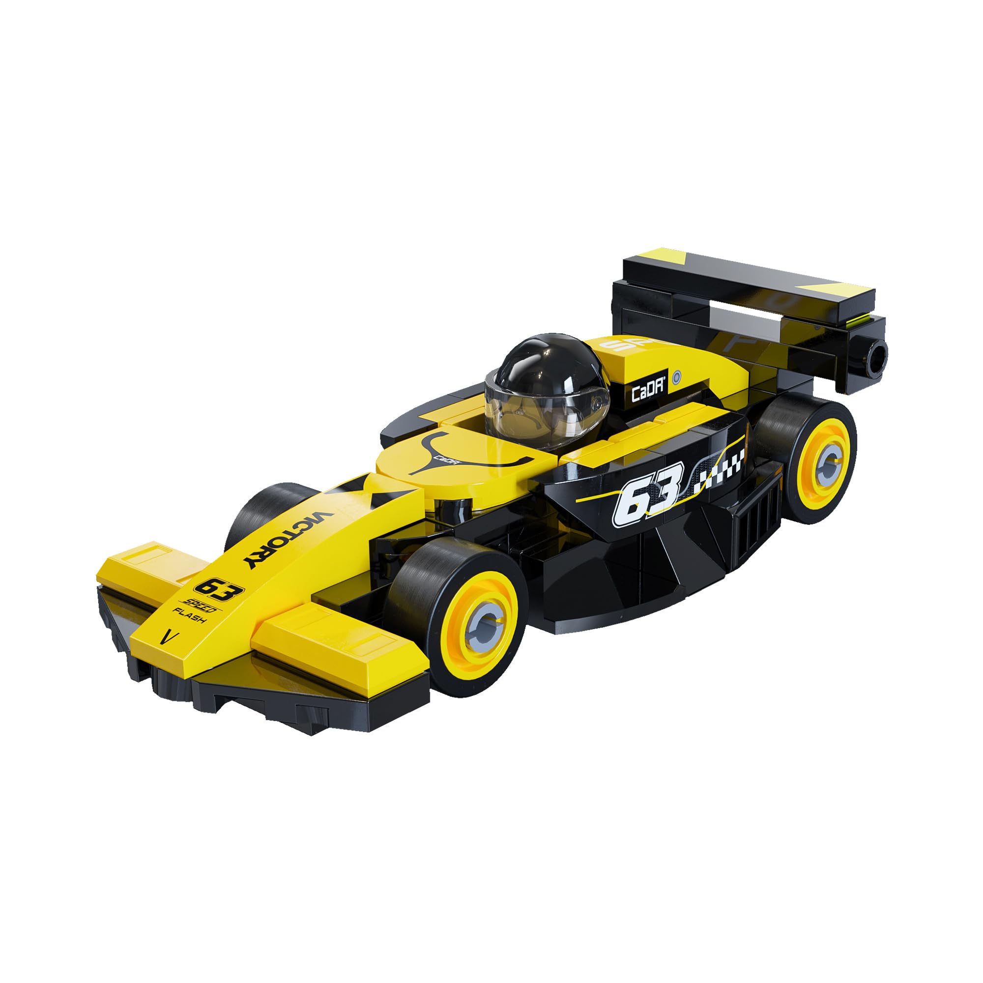CaDA Yellow Mini Circuit Racing Car - 70 pcs - Self-Build Brick Building Block Model C55107W