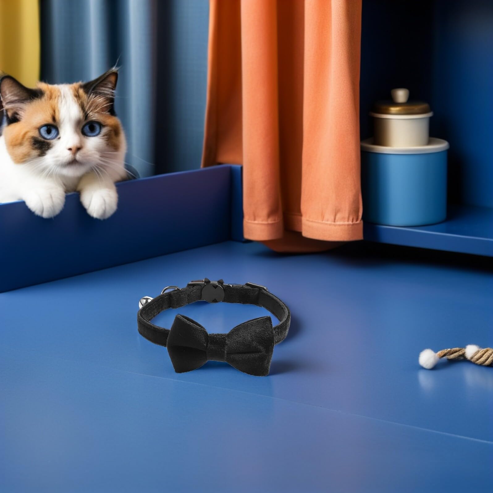 Hohopeti 4 Stück Teiliges Samt-katzenhalsband mit Glöckchen und Abnehmbarem Schleifen-Bowtie Verstellbar Sicherer Breakaway-Verschluss Wachstumsadaptiv Festlich für Kätzchen und Katzen für