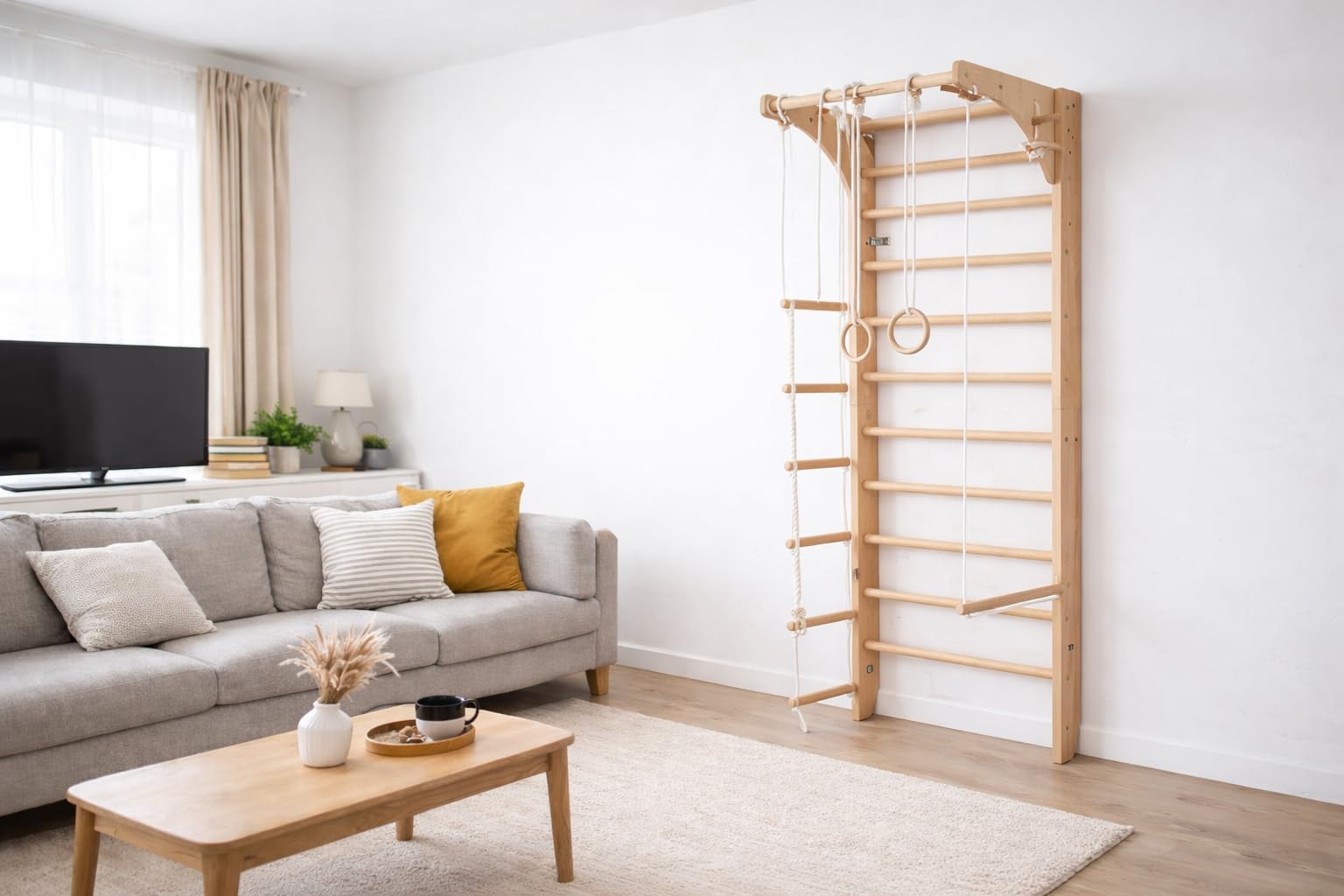 Turnwand Gym Klettergerüst Kombi-2-240 Sportgerät, Kletterwand, Holz, Turnwand, Sprossenwand, EU-Warenlager, Zertifikat!
