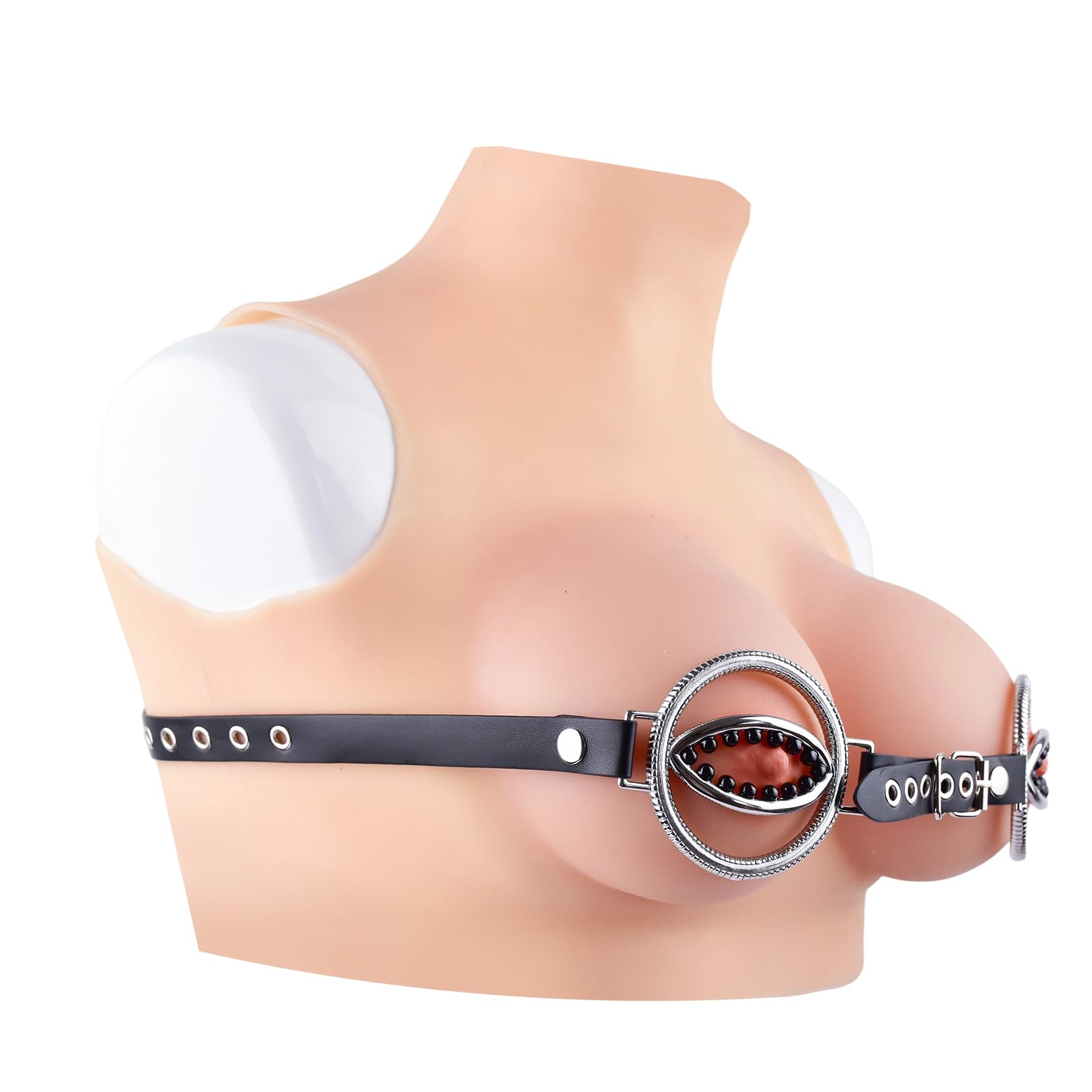 Nippelklemmen aus Leder & Edelstahl – BDSM Bondage Set für Extrem Sex – Verstellbare Nippelschmuck & Bruststimulatoren – Erotisches Sextoy für Sissy Fantasien