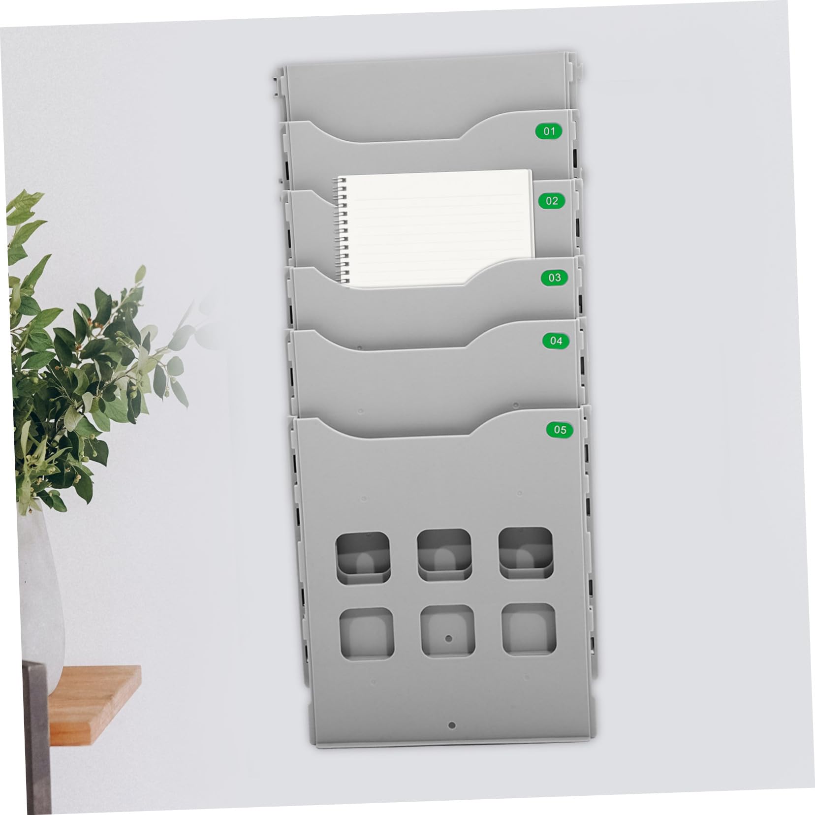 PLAFOPE Porta Documenti da Scrivania con Scomparti Organizer per Materiale di Cancelleria Supporto per Ufficio con Adesivo Senza Viti Argento per Insegnanti e Manager Design Elegante per