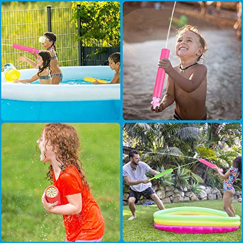 4 PACK Water Blaster Squirt Soaker Gun Water Shooter Pool Foam Noodles Pump Outdoor Water Toy with Animals Handle Summer Swimming Pool Toys Beach Sand Water Fight Game for Kids Boys Girls Adults