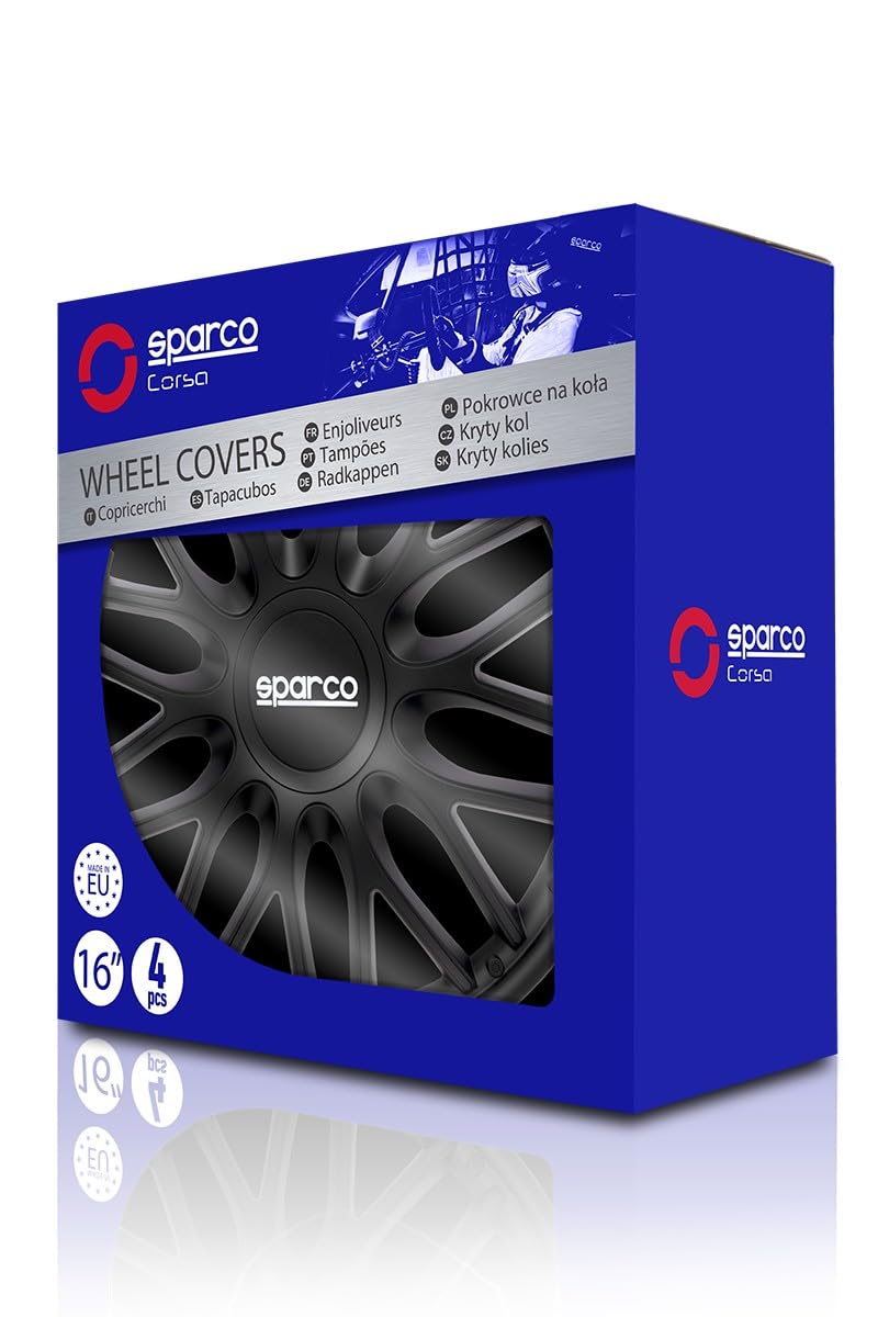 Sparco Spc1696Bk Set Copricerchi 4 Pezzi Roma 16 Pollici Nero