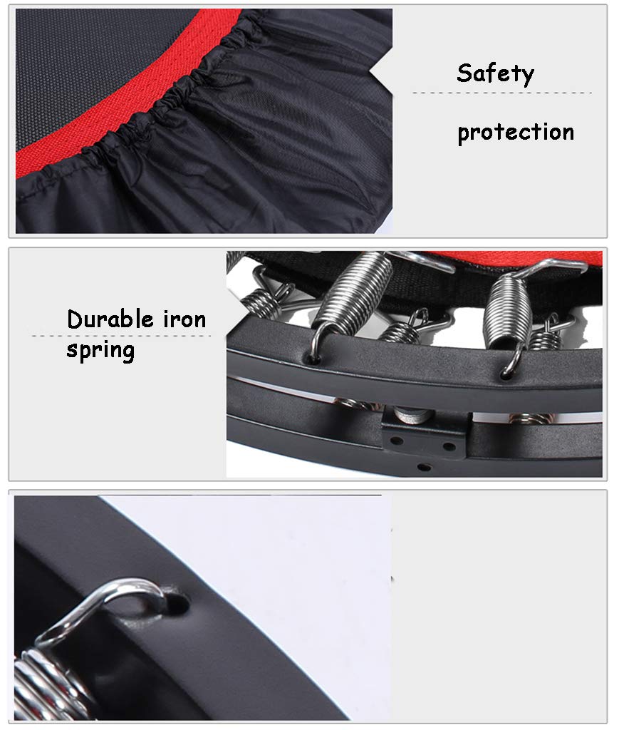Rebostador Plegable Fitness Trampoline con pasamanos Ajustable, Fitness Rebounder para Interiores y jardín/Gimnasio/Fitness Trampoline, Capacidad de Peso: 200kg