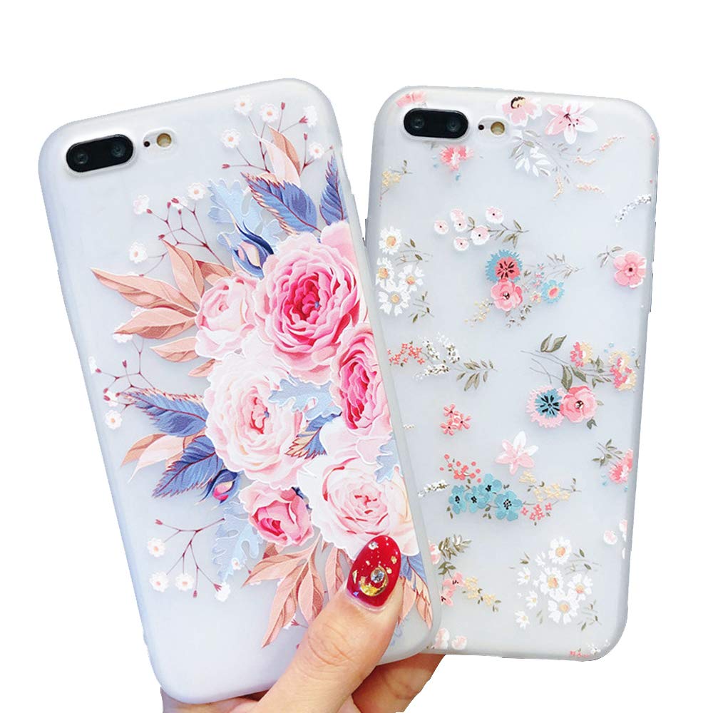 Pepmune 2 Pack For Iphone 7 Plus Iphone 8 Plus Case For Girls Women Cute Floral Pattern Phone Case Shockproof Protective Cases Slim Matte Silicone Cover For Iphone 7 8 Plus Buy Online