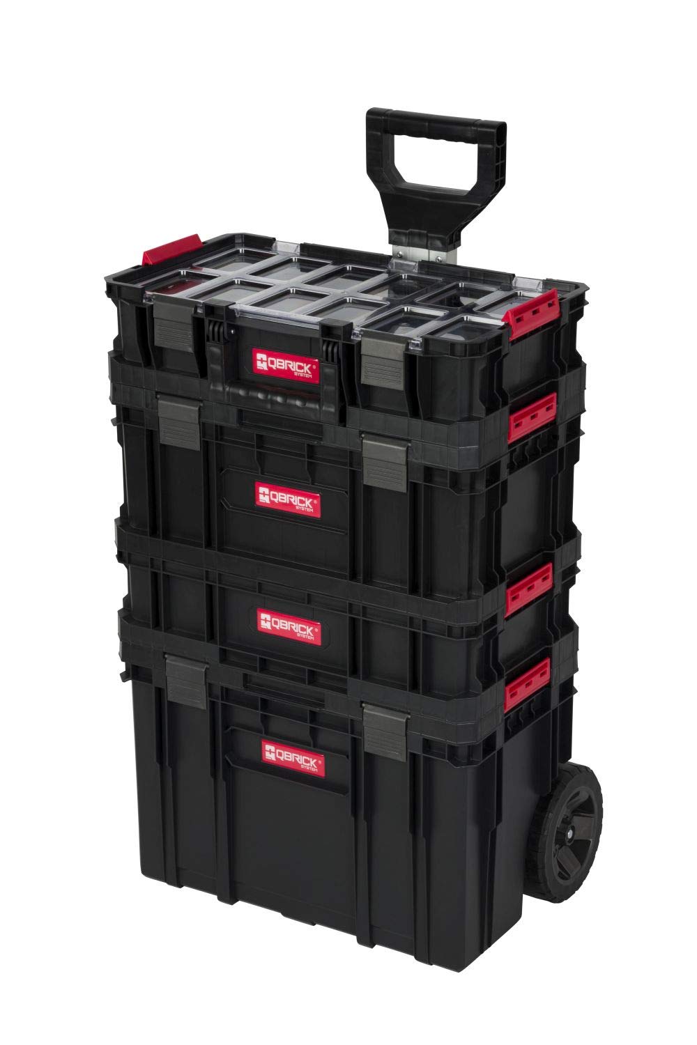 XL Werkzeugtrolley - Qbrick System Werkzeugkoffer mit Rollen, Werkstattkoffer Set, Werkstattwagen Set mit viel Zubehör! B x T x H in cm: 53 x 38 x 98 cm ! Der Mobile Alleskönner - Privat & Gewerbe