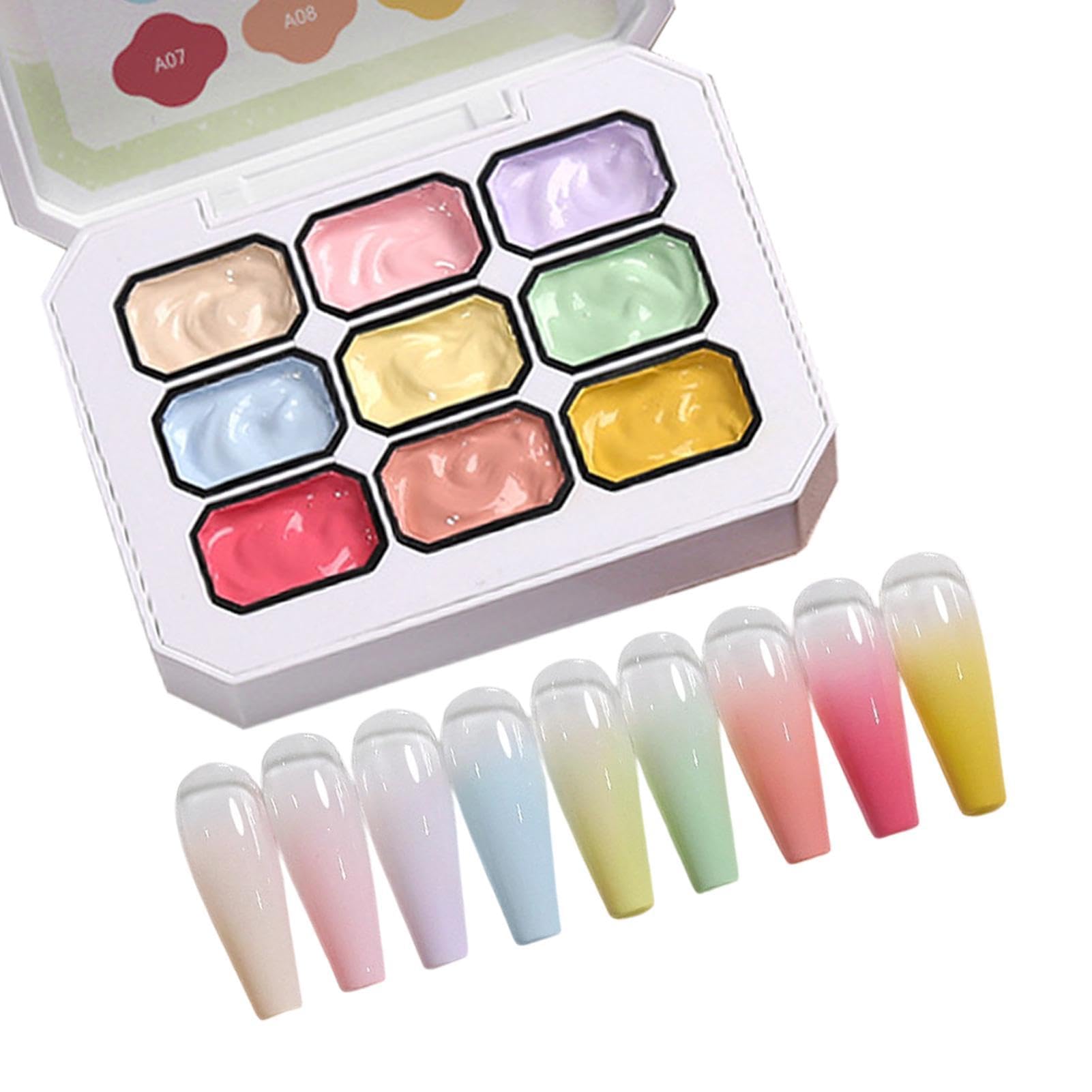 Gel palmaditas gradiente para manicura diaria y diseños de bodas con paleta de pintura de uñas 8