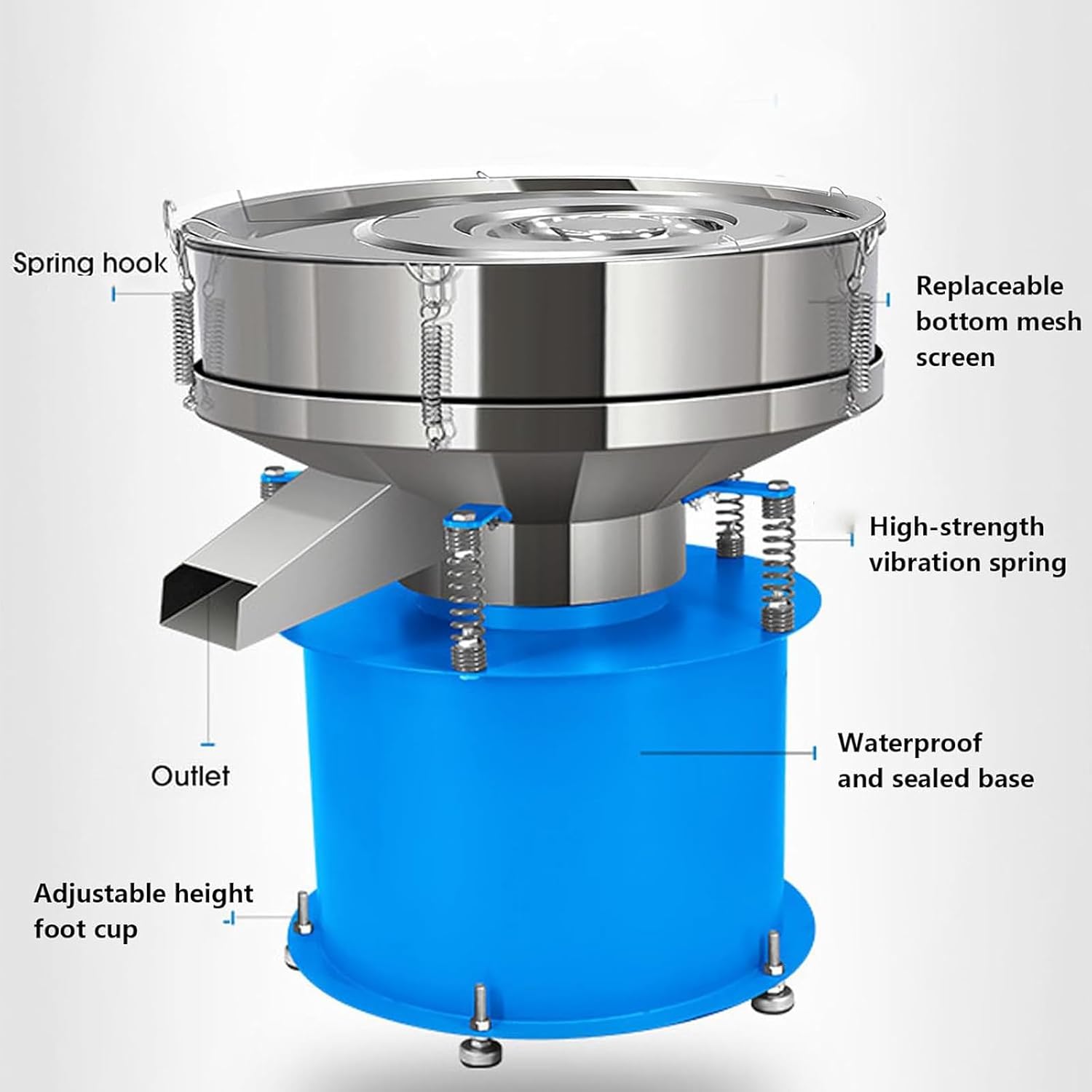 180 W Electric Vibrating Sieving Machine Powder Screening Machine Stainless Steel Lab Sieve Shaker Vibrating Screen 1420 R/Min with 60 Mesh Sieve Screen