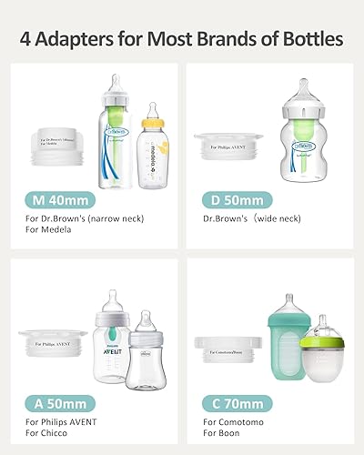 Miniatura 5 de Calentador de biberones, calentador digital de biberones de calentamiento rápido (enchufable) con 4 adaptadores que se adapta a la mayoría de