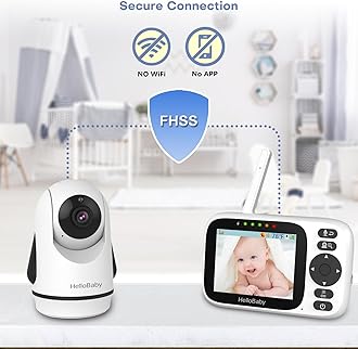 HelloBaby Monitor No WiFi Video Baby Monitor with Camera and Audio - 3.2” Screen, 2-Way Talk, Pan-Tilt Camera with Night Vision,ECO/VOX,1000ft, Temperature | Portable for Travel, Parents, Pet, Elderly