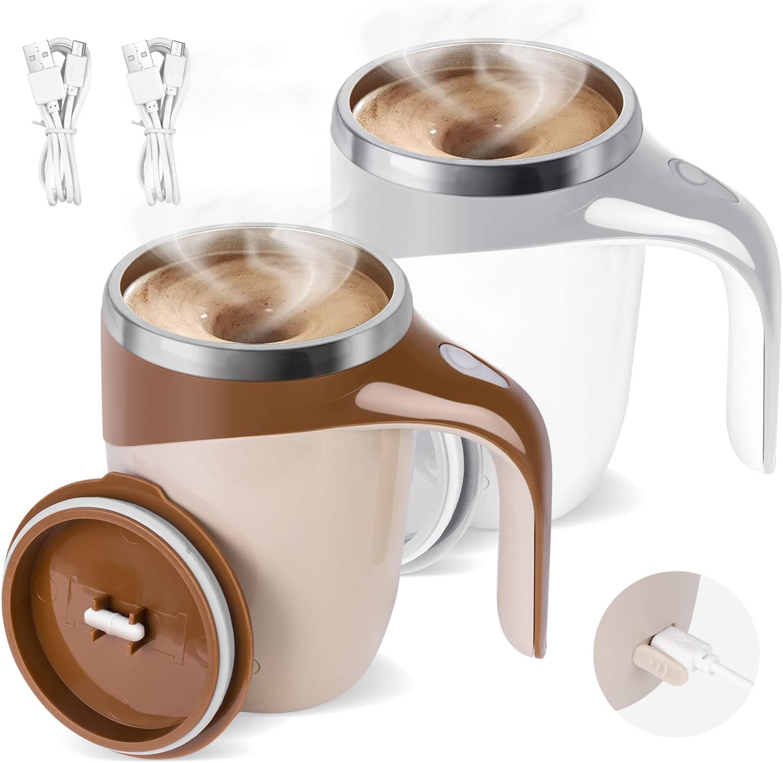 HPX Automatic Stirring Cup: 2 Pack Electric Mixing Mug for Coffee, Milk, Tea