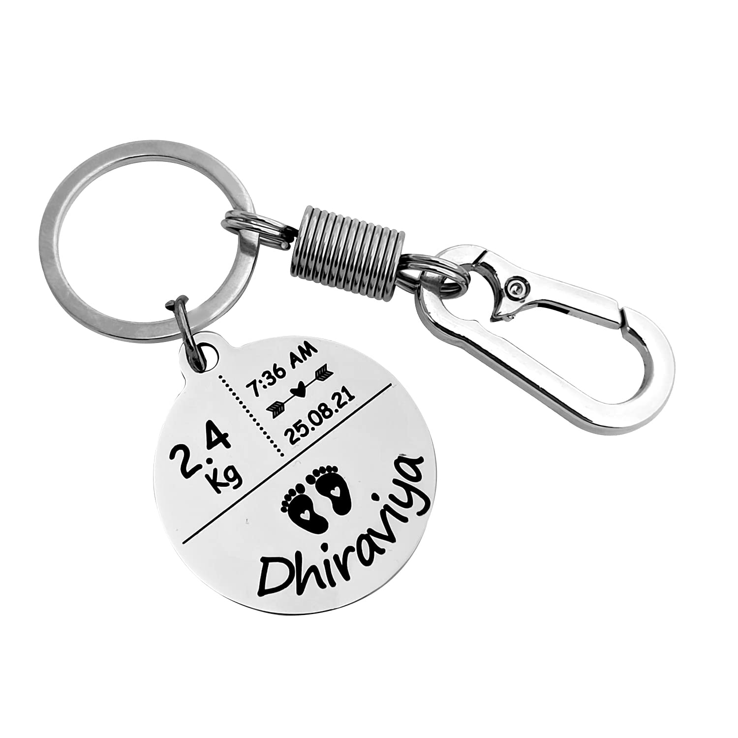 BAMALICustomize Personalized 1.5mm Thick Pure Stainless Steel longlife black Laser engraved gift for baby girl/boy birthday. First Baby gift.-image-23