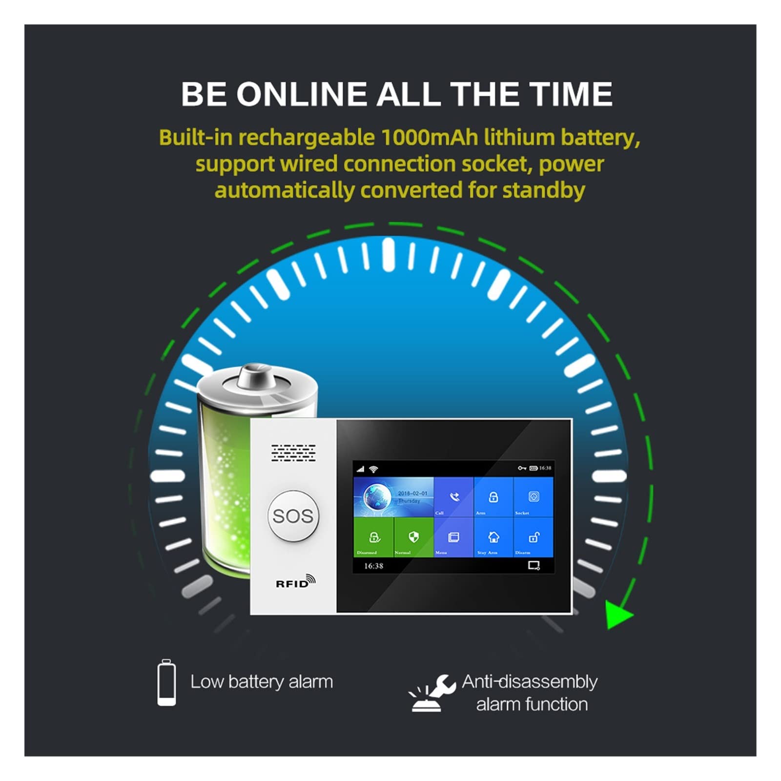 Kit Alarma Casa, PG-107 4G Casa inalámbrica de tuya Wifi gsm Seguridad del hogar con sistema de alarma antirrobo del sensor de detector de movimiento(A1.)