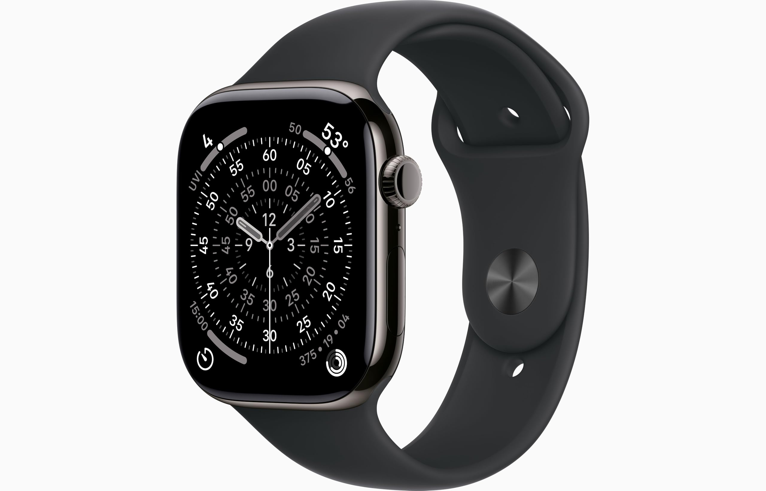 Apple Watch Series 11 [GPS + Cellular, 46mm] Slate Titanium Case with Black Sport Band, M/L (Renewed)