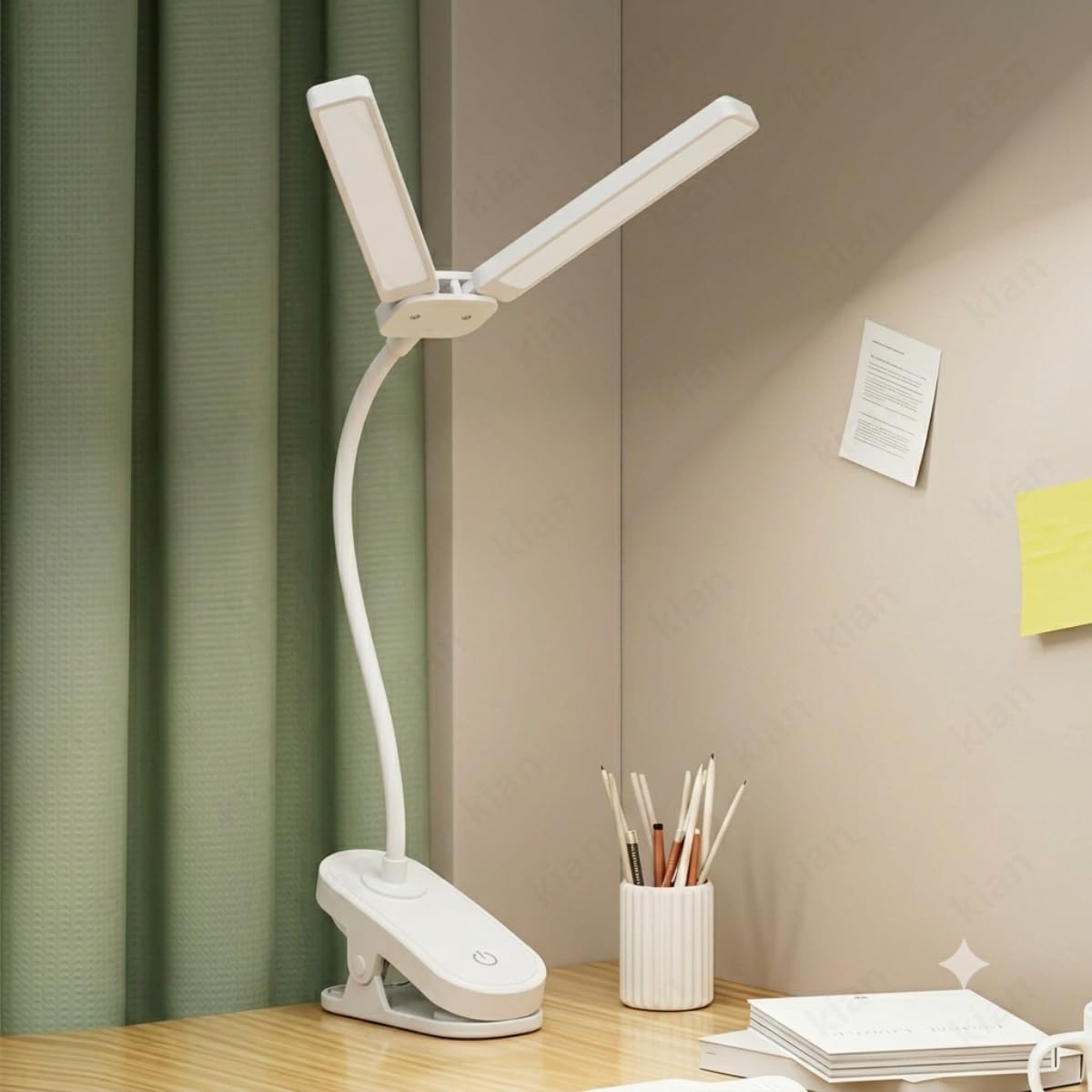 Kian 3-in-1 LED Desk Lamp with Pen & Phone Holder – USB Rechargeable Study Lamp with Touch Sensor, 3 Light Modes, Eye Protection & Warm White, Office & Home(Pack of 1) (Lamp_4)