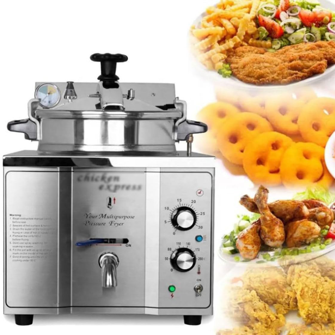 Countertop Electric Pressure Air Fryer Commercial Electric Fryer with 50200 Adjustment 30 Minutes Timer for Restaurant