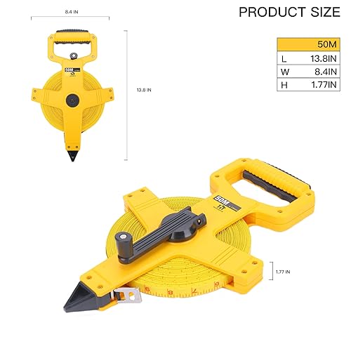 Miniatura 2 de Cinta métrica de fibra de vidrio de carrete abierto, cinta métrica de 165 pies por 12 pulgada, escala métrica para ingeniero, exterior, campo