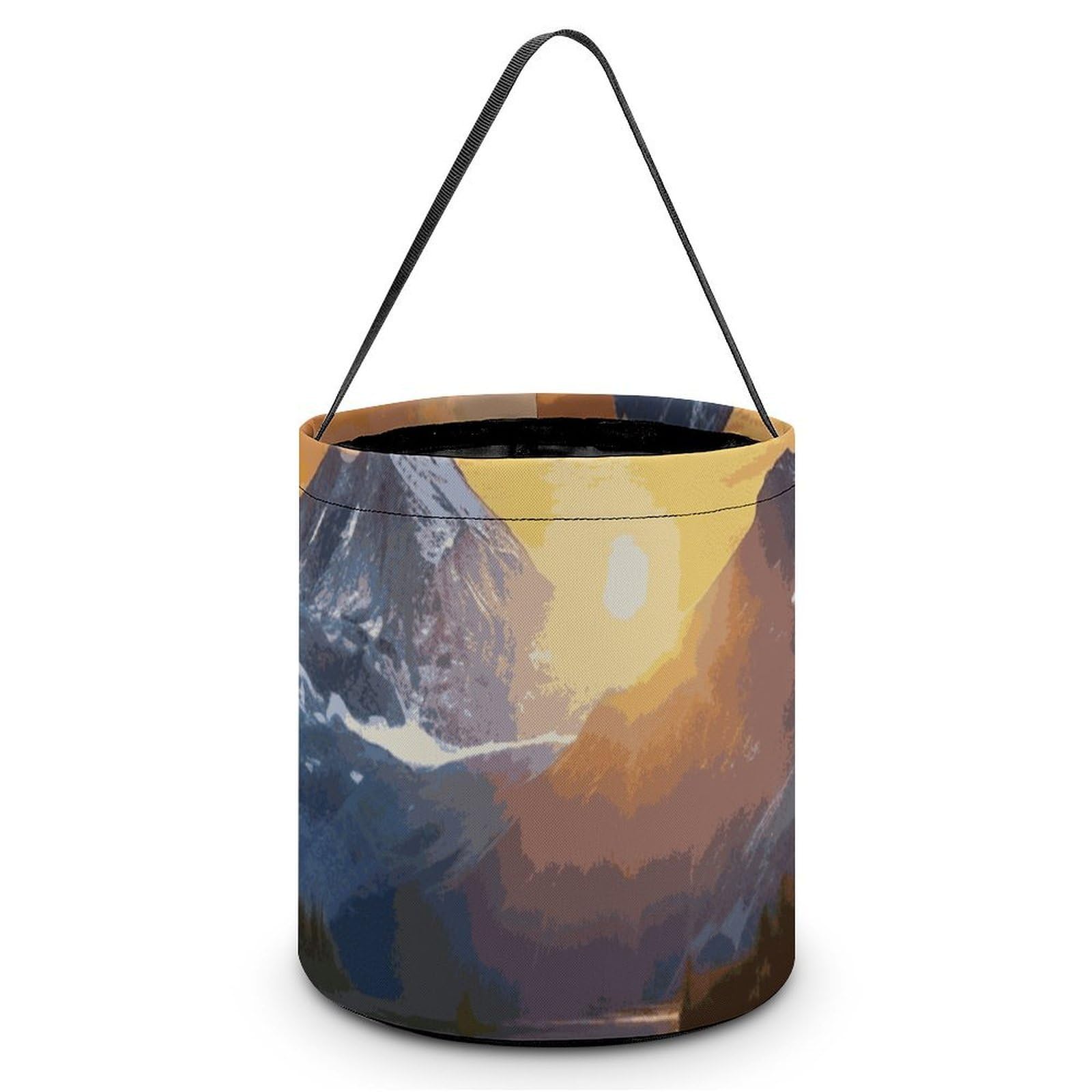 JTREHY Mountain Sunrise Candy Basket Hand-held Portable Candy Basket Collapsible Reusable Candys Bags Trick Or Treat Bags Party Festival Gift Bucket