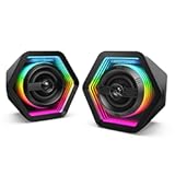 BESTISAN Computer Gaming Speakers with 8 RGB Modes, Compact Design, DC Powered Desktop Speaker with 3 EQ Modes, 50W Active Speakers with Bluetooth 5.3, AUX in, Headphone, Type-C Port for PC/Laptop/TV