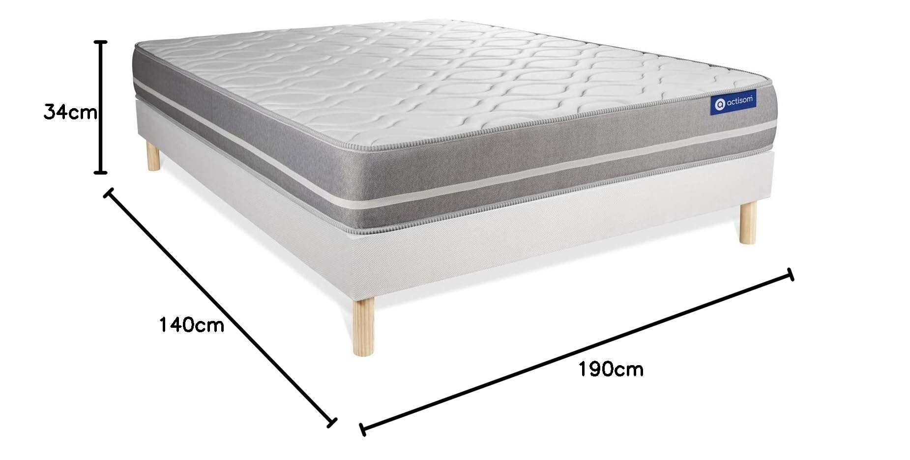 Ensemble Matelas Sommier 140x190 cm - Actimemo Touch