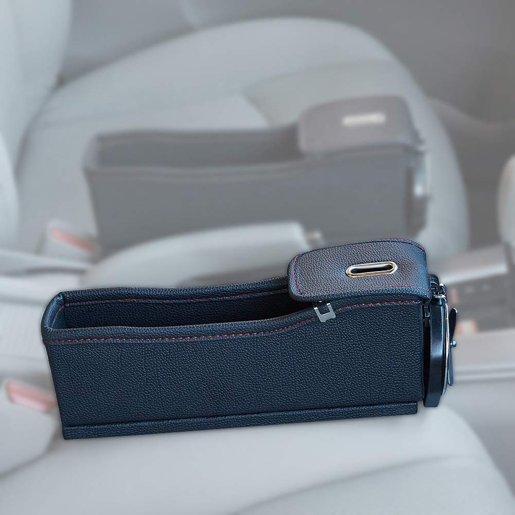 Blueshyhall PU Leather Car Seat Catcher, Car Seat Filler Gap Space Storage Box Bottle Cup Holder Coin Collector (BLACK, Right Side)