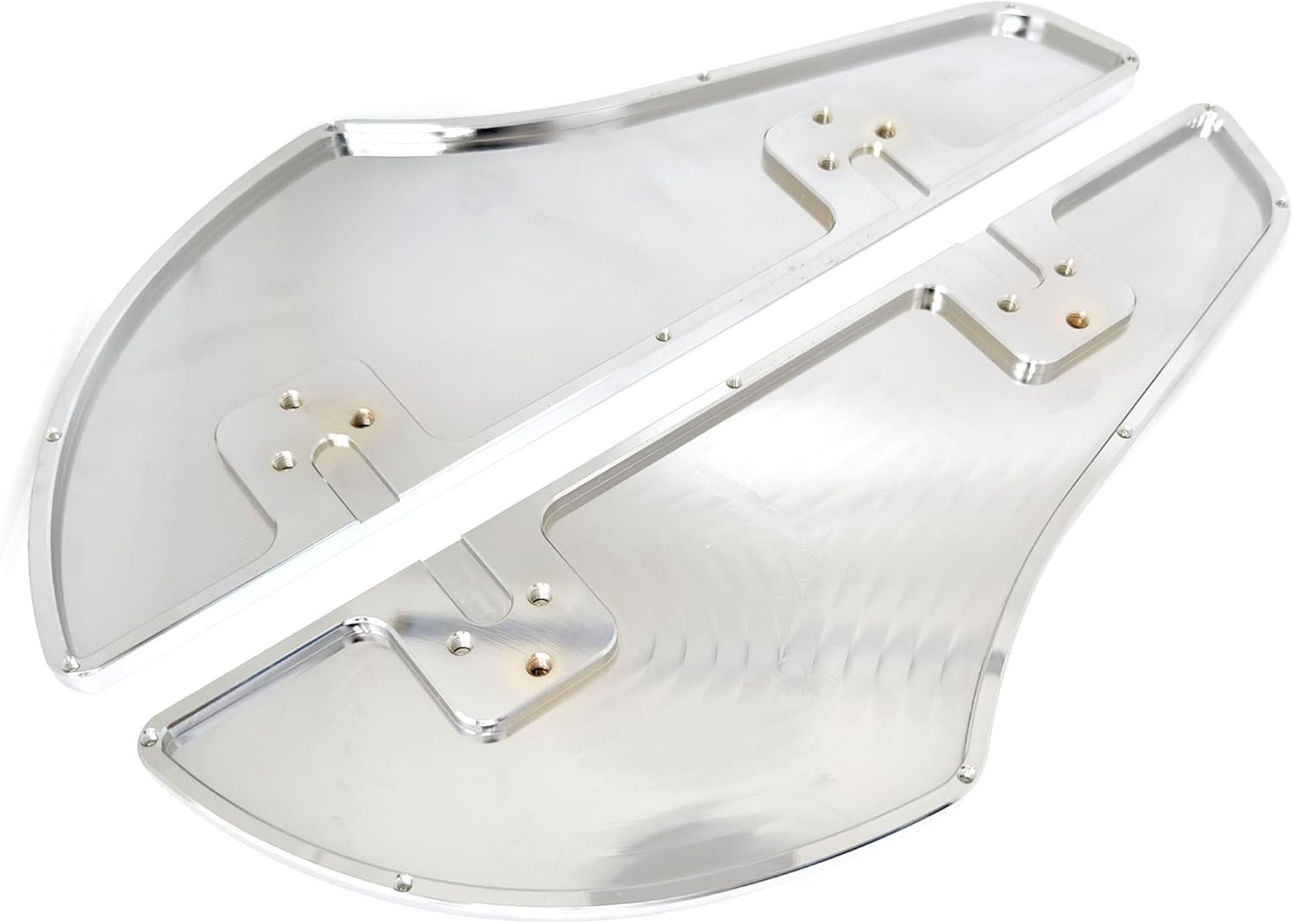 1 Pair CNC Big Size Premium Billet Aluminum Harley Front Rider Floorboards Front Footboard for Harley Touring Road Glide Sposter Softail Heritage 1986-Up (Chrome)