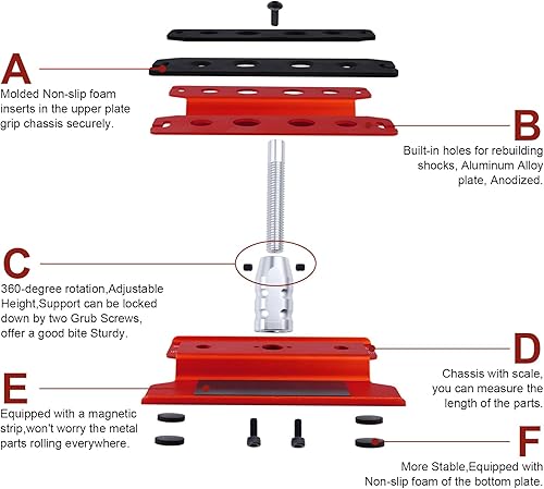 Miniatura 5 de Hobbypark Soporte de trabajo de aluminio RC para automóvil estación de trabajo de reparación de rotación de 360 grados elevación o inferior