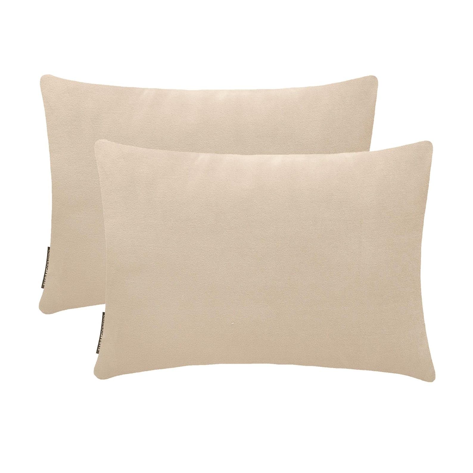 Housse de coussin oblongue 30x40 cm écru en velours lot de 2