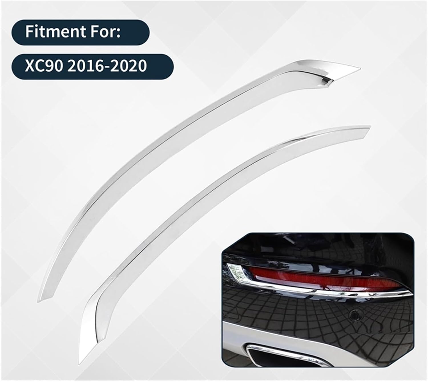 Car Chrome Rear Fog Light Tail Lamp Eyelid Cover Trim Compatible with VOLVO XC90 2016-2020 Car Accessories