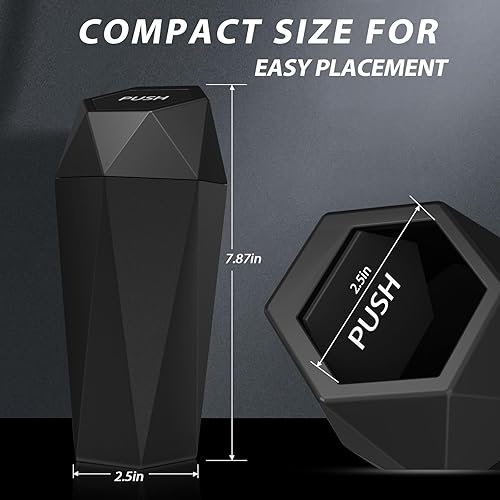 Miniatura 7 de Bote de basura para automóvil con tapa, 1 paquete de bote de basura para automóvil, a prueba de fugas, mini bote de basura para automóvil, hogar,