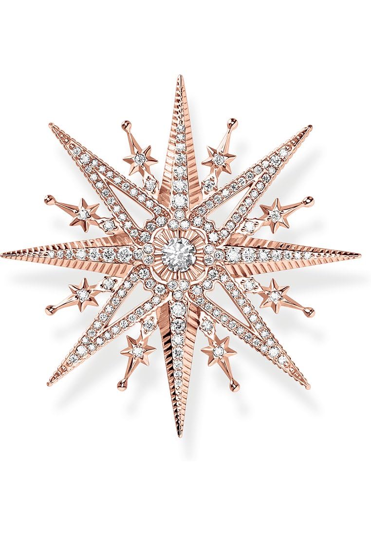 Thomas Sabo Broche De Estrella Para Mujer Con Circonitas Blancas, Plata De Ley 925 Con Acabado En Oro Rosa, Tamaño: 46 X 46 Mm, X0281-578-14, H: Ca. 46mm / B