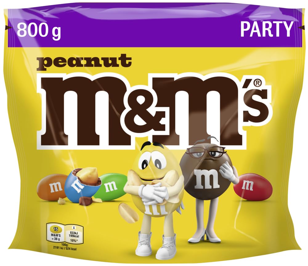 M&M'S Chocolate Bag, Peanut & Milk Chocolate, 800g Party Bag, Bulk Chocolate, Ideal for Gift, Snacks and Sharing