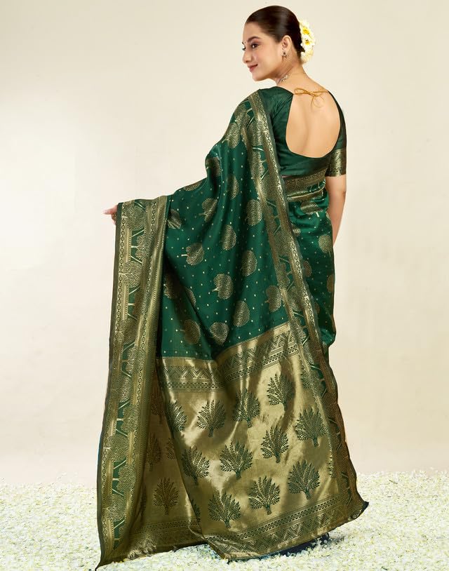 Image of SIRIL Women's Banarasi Silk Saree | Kanjivaram Silk Saree With Unstitched Blouse Piece