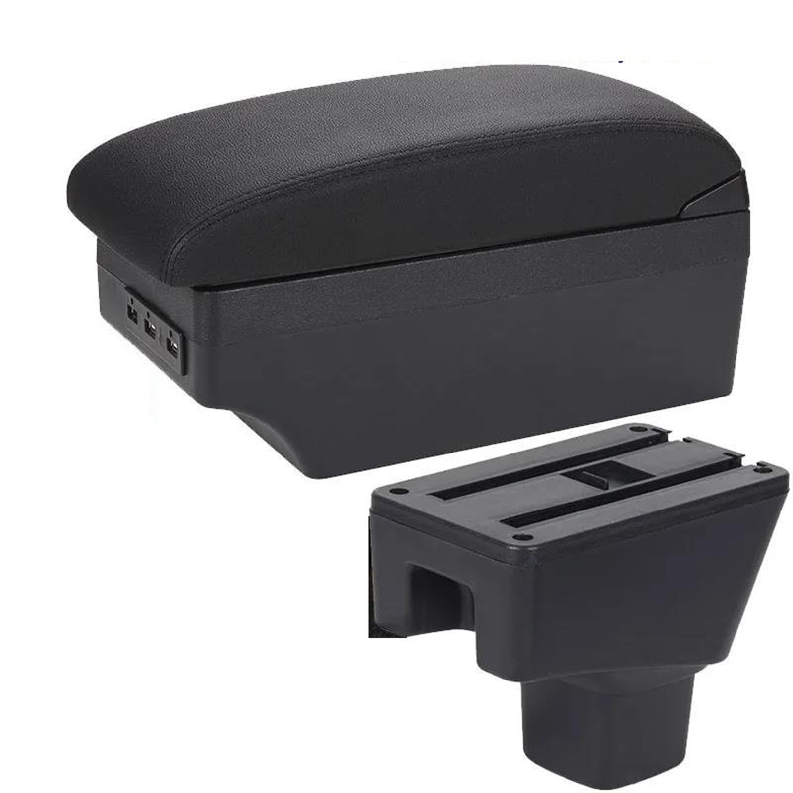 NMJLQW Storage Rack Armrest Box With Multifunctional Support PU Upholstered Car Interior Modification Accessories For SUZUKI SX4(A2 Black line 7 USB)