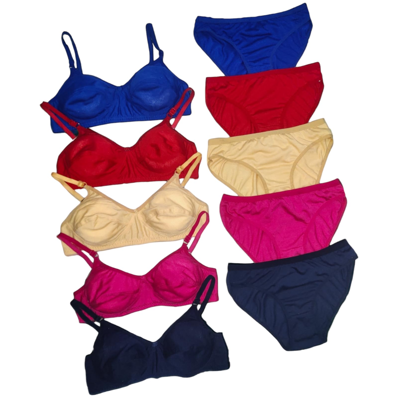 piylu Women Plain Solid Bra Underwear Lingerie Set (Pack of 5)-picture-2