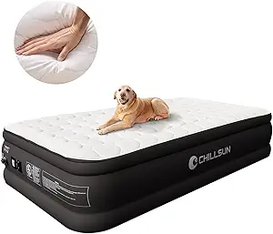 CHILLSUN Twin Air Mattress with Built in Pump, Upgraded 18" Raised Comfort Blow up Mattress, Durable Inflatable Mattress Air Bed for Guests & Home, Colchon Inflable, Airbed 700lbs Max
