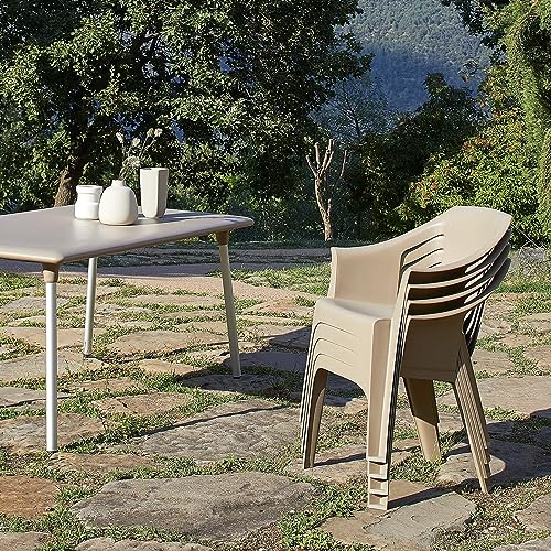 Miniatura 8 de Garbar Cool Set 4 Silla Con Brazos Exterior Jardín, Terraza, Balcón, Picnic, Camping, Catering, Eventos, Reuniones Diseño, Ligero, Apilable Blanco