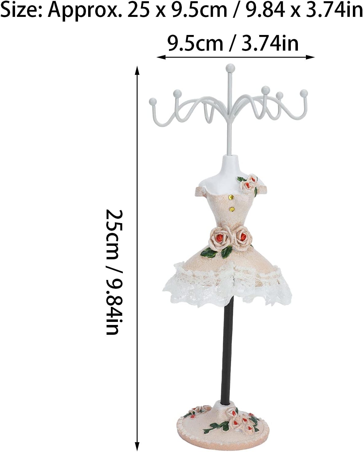 ZJchao Jewelry Display Stand, Earrings Necklace Storage Jewelry Organizer Rack, Rotatable Bracket Bracelet Holder, Doll Holder Jewelry Display Tower with Model Dress Necklace Stand