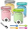 4 Pack Creami Tubs for Ninja CREAMi NC701 NC700, Afenau Ice Cream Pints and Lids, BPA-Free & Dishwasher Safe Pint and Lid Replacement, Ninja Swirl by Creami Soft Serve Includes 5 Spoons