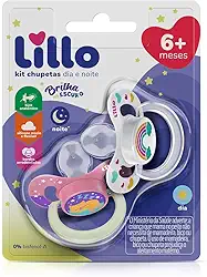 Lillo Kit 2 Chupetas Dia E Noite - Rosa
